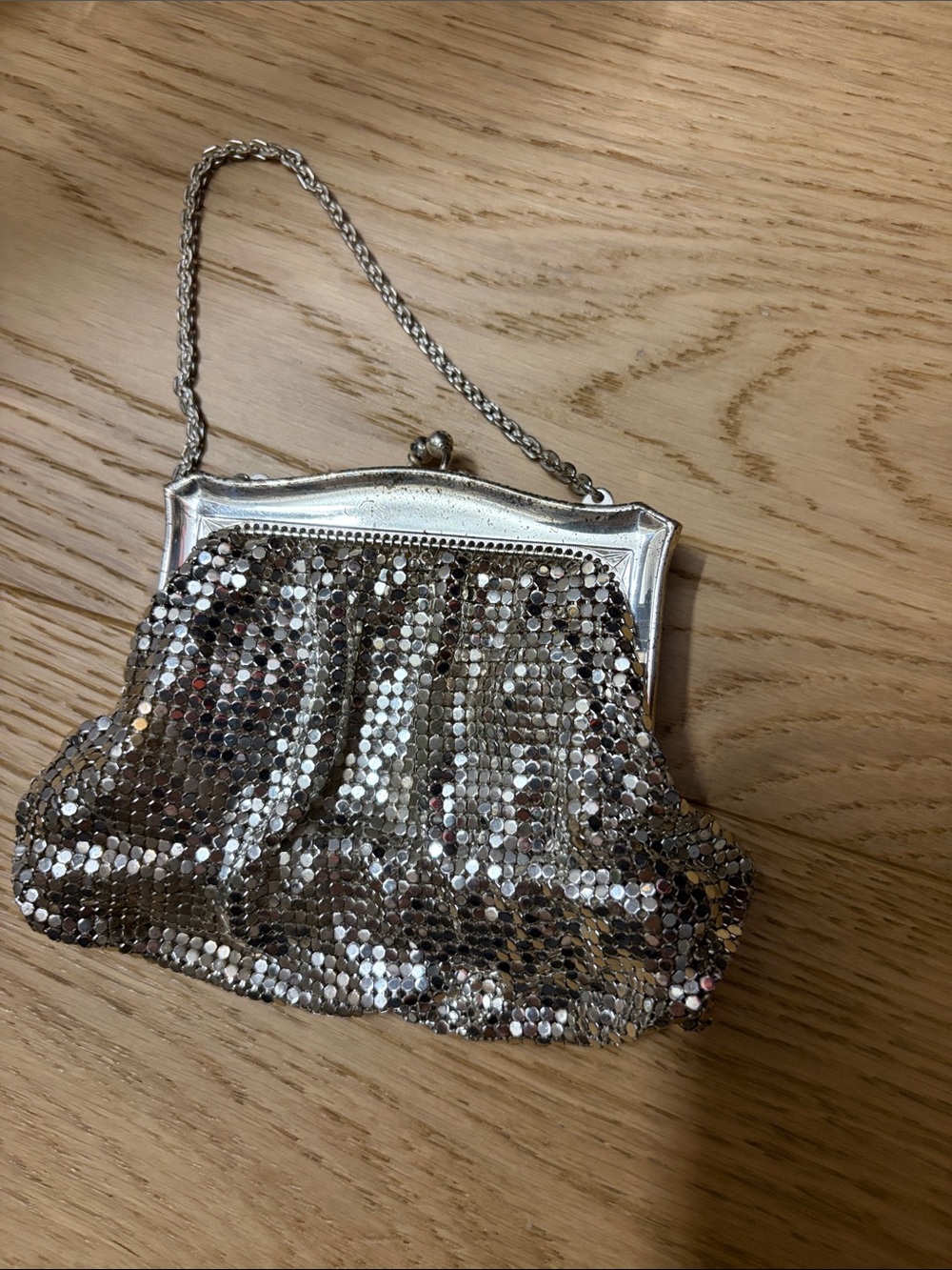 Vintage Whiting and Davis Sequin Evening Handbag with Chain